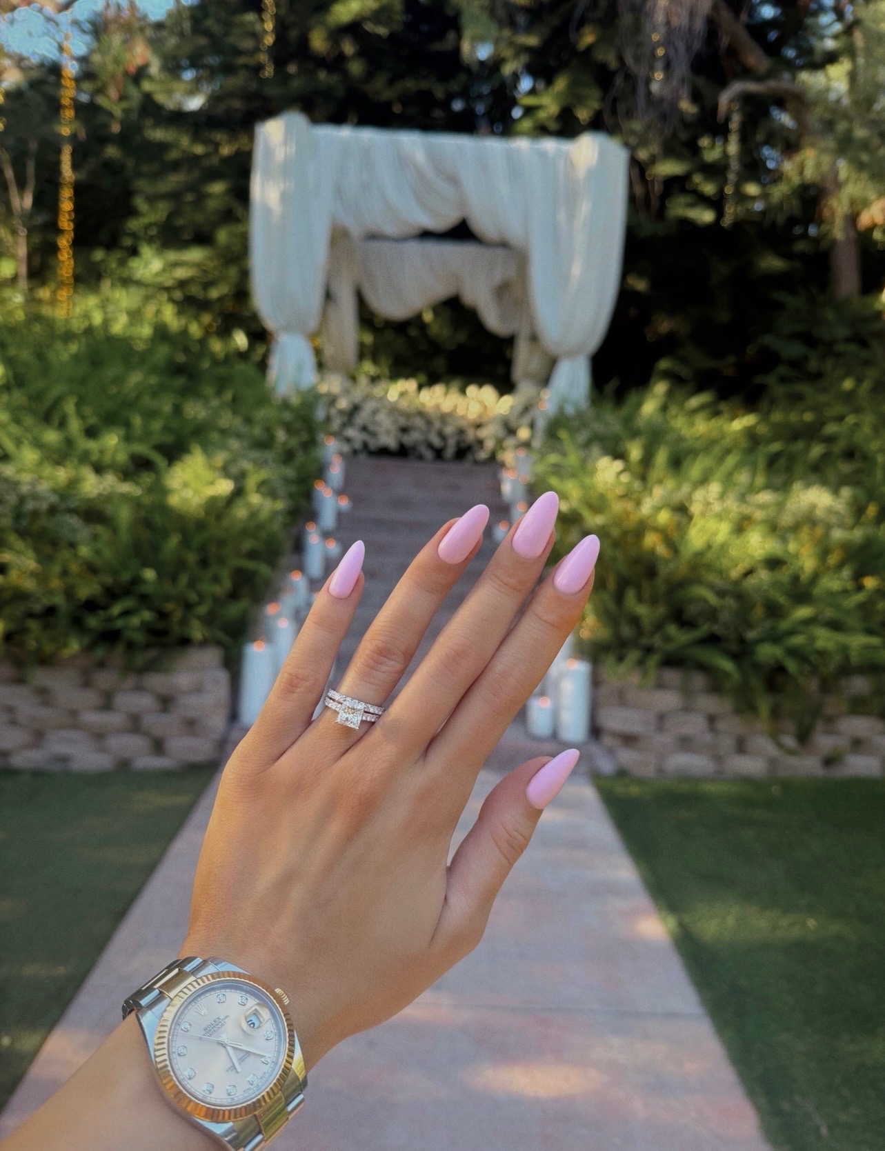 Bubblegum pink almond gel nails