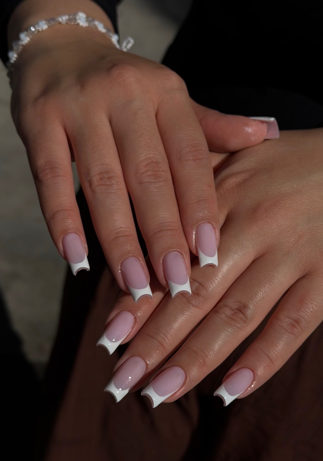 Classic white French square acrylic set